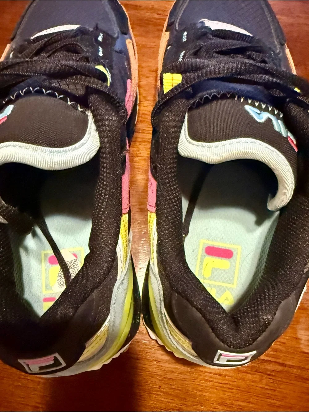 Fila women's Black Sneakers with Pink and Yellow Accents